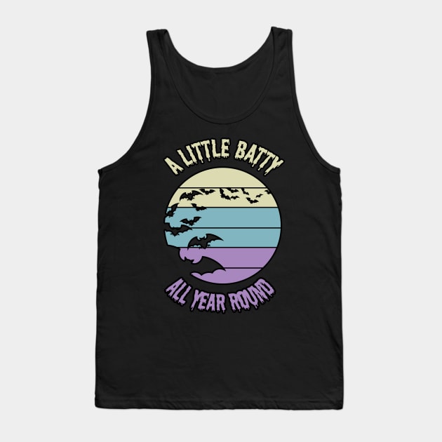 A Little Batty All Year Round Flying Bats Sunset Halloween Scary Tan Blue Purple Tank Top by Black Ice Design